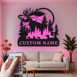Personalized Moose Metal Sign | LED Backlit Wall Art for Cabin & Lodge Decor | Custom Hunter Name Plaque