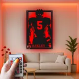 Cartel de metal personalizado de jugador de fútbol americano | Decoración deportiva LED personalizada | Arte mural para sala de juegos | Regalo para deportistas