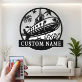 Panneau en métal sous-marin personnalisé avec rétroéclairage | Décoration murale nautique personnalisée | Décor océanique pour chambre d'enfant ou cadeau de marin