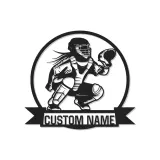 Cartel de metal personalizado de receptora de softball | Arte mural LED para habitación de chicas | Regalo personalizado con nombre de jugadora | Decoración deportiva para atleta femenina