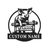 Cartel de metal LED de granja de cerdos personalizado Regalo para agricultores Decoración rústica de granja