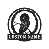 Insegna in metallo Raven personalizzata con LED | Arte murale gotica per uccelli | Decorazione rustica per cabina, soggiorno o ufficio