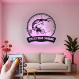 Cartel de Pesca Personalizado con LED | Arte Mural de Metal para Pescadores | Decoración para Casa de Campo y Cueva de Hombre