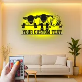 Insegna in Metallo con Pecora Personalizzata | Arte Murale LED per Fattoria | Decorazione con Nome Personalizzato per Nursery o Regalo per Ranch Rustico