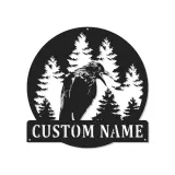 Décoration murale en métal personnalisée avec forêt de corbeaux et rétroéclairage LED, cadeau pour les amoureux de la nature, décoration rustique pour cabane