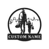 Panneau Métallique Personnalisé pour Musicien Papa et Fils | Art Mural LED de Guitare | Décor de Nom Personnalisé pour Amateurs de Musique | Cadeau pour la Fête des Pères