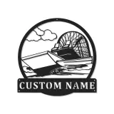 Décoration murale en métal LED personnalisée en forme d'airboat - Cadeau pour les passionnés de navigation - Décor nautique pour man cave