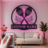 Insegna LED personalizzata con maracas | Insegna da parete in metallo personalizzata | Arredo tropicale per bar e regalo per musicista