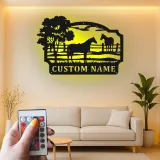 Insegna per Ranch di Cavalli Personalizzata con LED | Arte in Metallo Personalizzata | Decorazione Equestre per Regalo da Fattoria