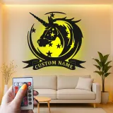 Cartel de metal LED personalizado de unicornio, regalo para decoración mágica de habitación infantil