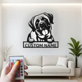 Décoration murale en métal personnalisée pour Mastiff avec rétroéclairage LED, cadeau pour amoureux des chiens, décoration pour salon 2