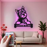 Décoration murale en métal personnalisée avec chien terrier et rétroéclairage LED - Cadeau pour amoureux des animaux