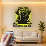 Insegna LED Personalizzata per Mastino Inglese | Arte Murale in Metallo per Animali Domestici | Regalo per Amante dei Cani per Casa