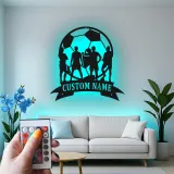 Personalized Soccer Team Metal Sign | Custom LED Wall Art for Athlete Room | Game Room Sports Decor Gift