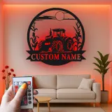 Cartel de metal LED de tractor personalizado Regalo para agricultores Decoración rústica para amantes de la agricultura