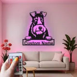 Cartel de metal LED de Schnauzer personalizado, regalo para amantes de los perros, decoración para el salón