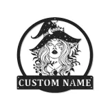 Cartel de metal personalizado con luz LED de bruja Regalo de Halloween personalizado Decoración encantadora para brujas