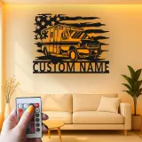Décoration murale en métal personnalisée avec éclairage LED Ambulance - Cadeau personnalisé pour les EMTs et décoration de bureau des services d'urgence