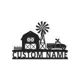 Custom Farmhouse LED Metal Sign | Personalized Barn & Windmill Wall Art | Rustic Family Name Decor for Country Home