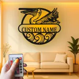 Custom Pelican LED Metal Sign | Personalized Coastal Wall Art | Beach House Decor | Nautical Family Gift