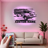 Cartel de metal LED personalizado de autobús escolar, regalo para conductores de autobús, decoración para garaje u oficina