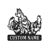 Custom Chicken Trio Led Light Metal Wall Art Farmhouse Gift for Chicken Lovers Kitchen or Barn Decor