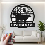 Cartel LED de Granja de Vacas Personalizado | Arte mural rústico de granja | Regalo personalizado para agricultores
