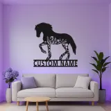 Individuelle Pferde LED Metall-Wandkunst | Personalisierte Reiterschild mit Blumen | Stall- & Ranch-Dekor Geschenk