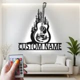 Custom Guitar LED Metal Art | Personalized Musician Name Sign | Studio Decor for Guitar Lover