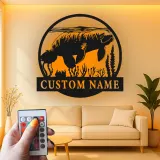 Arte mural de metal de manatí con LED | Cartel de nombre de vaca marina personalizado | Decoración náutica para casa de playa | Regalo de manatí de Florida