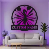 Cartel de metal personalizado con luz LED de animadora, regalo para la habitación de chicas o decoración de gimnasio