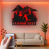 Cartel de metal personalizado con jugador de golf de disco, regalo iluminado LED