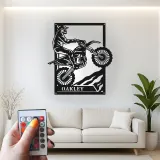 Décoration murale en métal personnalisée pour motocross avec rétroéclairage LED - Cadeau pour lui, décoration de garage ou de man cave