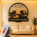 Insegna in metallo LED personalizzata per camion ed escavatore, regalo per camionisti, decorazione per garage o officina