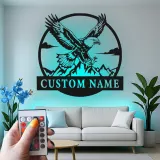 Custom Eagle Led Light Metal Wall Art Personalized Gift for Nature Lovers Office or Living Room Decor