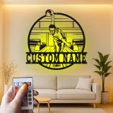 Custom Bowling Player Led Light Metal Wall Art Personalized Gift for Bowlers Game Room Decor