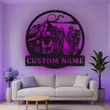 Insegna in metallo LED con scena di ranch personalizzata Regalo per fattoria Decorazione rustica per amanti della campagna