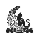 Décoration murale en métal personnalisée Chat et Fleurs avec rétroéclairage LED Cadeau pour amoureux des chats Décor de chambre ou de salon