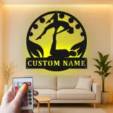 Décoration murale en métal LED personnalisée pour couple de yoga acrobatique - Cadeau unique pour les amoureux du yoga - Décor de chambre ou de studio
