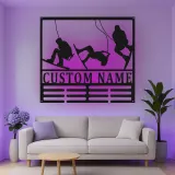 Décoration murale en métal personnalisée Aventure de ski avec rétroéclairage LED Cadeau personnalisé pour les passionnés de ski Décor de salle de jeux