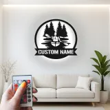 Personalisierte Kajak LED Metallkunst | Individuelles Kanufahrer-Schild | Dekor für das Außenbereich-Ferienhaus Geschenk für Ihn