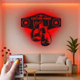 Insegna in metallo personalizzata con cintura di campione di boxe e luce LED regalo unico per pugili decorazione per palestra o man cave