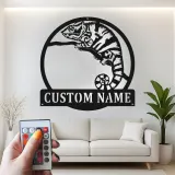 Cartel de metal LED personalizado de camaleón, regalo único para amantes de los reptiles, decoración de dormitorio o salón