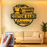 Custom Muscle Car Metal Sign | Personalized LED Garage Decor | Man Cave Wall Art | Gift for Car Enthusiast