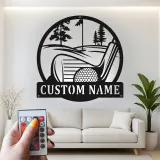 Panneau LED de golf personnalisé en métal | Décoration murale avec prénom de golfeur | Déco de cave à homme et bar à domicile | Cadeau unique pour lui