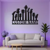 Insegna LED personalizzata a forma di chitarra | Decorazione murale in metallo su misura per studio musicale | Arredo con nome del musicista | Regalo per chitarristi