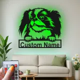 Custom Japanese Chin Led Light Metal Wall Art Personalized Dog Lover Gift Living Room Pet Decor