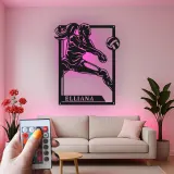 Personalisierte LED-Metall-Wandkunst Volleyballspieler Geschenk für Athleten, Spielzimmer Sportdekoration