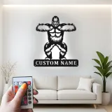 Personalisiertes Gorilla-Metallschild | Individuelle LED-Wandkunst | Man Cave Dekor & Geschenk für Tierliebhaber | Gym Namensschild
