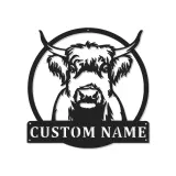 Décoration murale en métal Highland Cow | Enseigne LED personnalisée | Décor rustique sur mesure pour ferme et ranch | Cadeau d’accent maison pour les amoureux des vaches